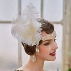1920s Feather Headband | Rhinestone Crystal | Gatsby Bridal Headpiece