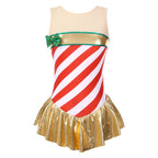 Candy Cane Dance Dress | Gold Ruffle