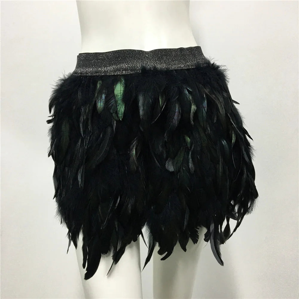Fluffy Feather Mini Skirt - Festival & Performance Skirt