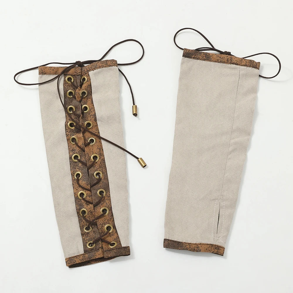 Steampunk Arm Warmers | Lace-Up Fingerless | Elbow Length