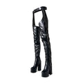 Rhinestone & Tassel Over-the-Knee Platform Boots | 15cm Block Heel | Black