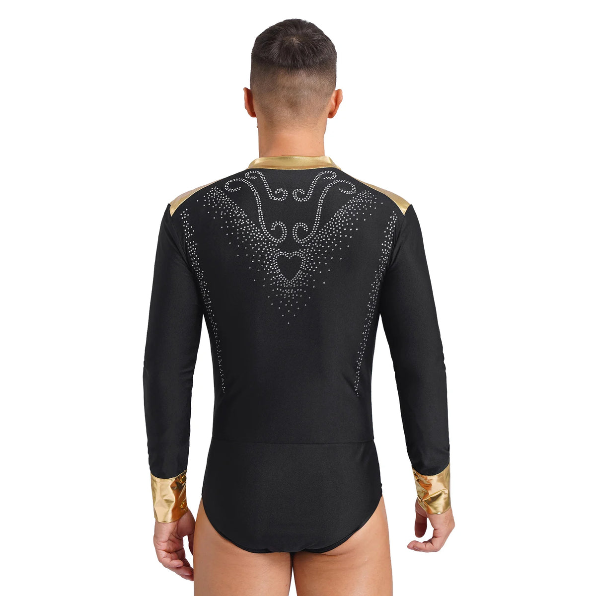 Men’s Dance Bodysuit | Metallic Gold Trim