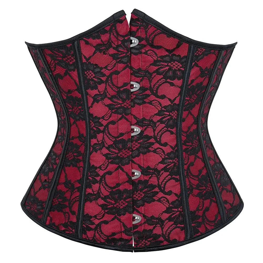 Floral Brocade Underbust Corset | 14-Bone | Waist Cincher | Plus Size