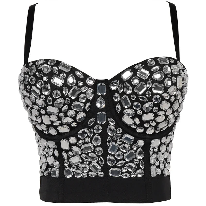 Heavy Beading Rhinestone Bustier | Colorful Crystal Corset Top