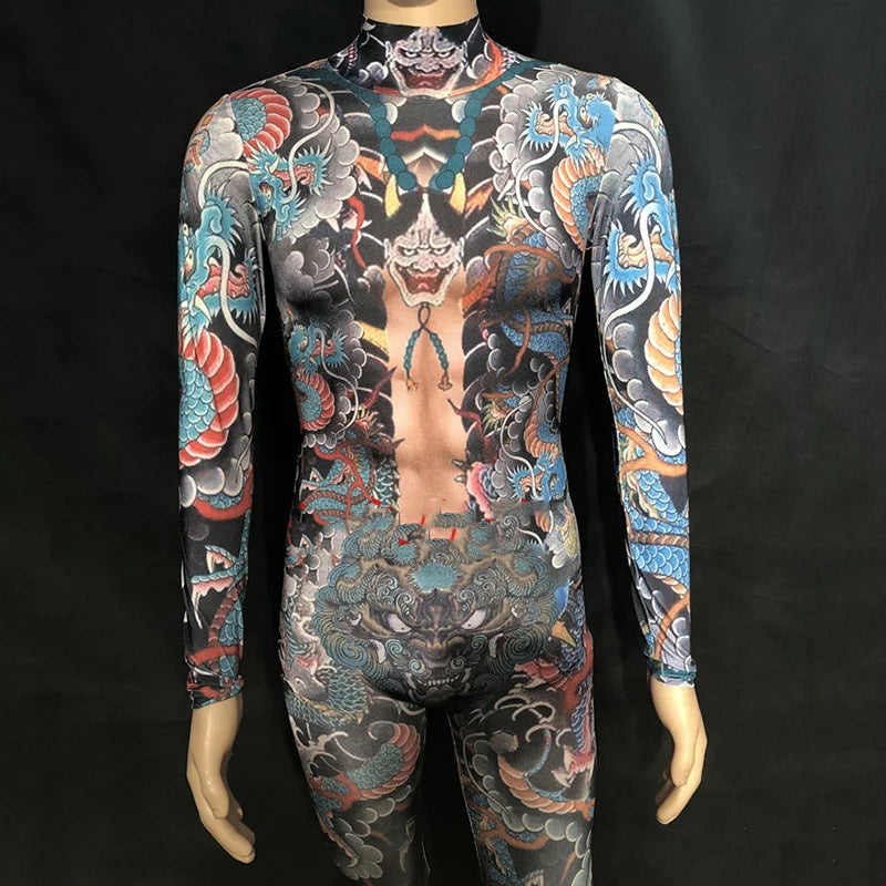 Printed Bodysuit Jumpsuit | Long Sleeve | Stage & Pole