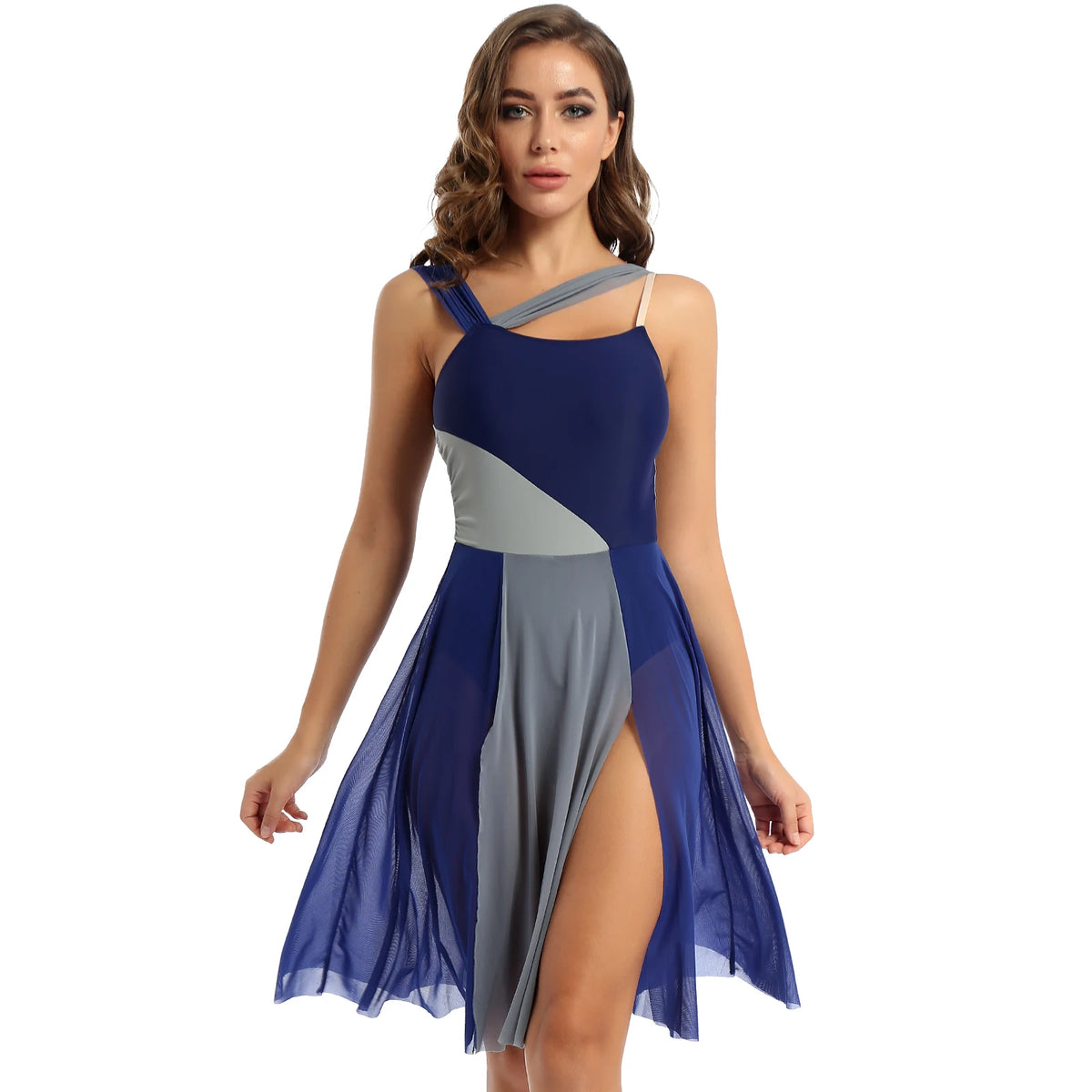 Lyrical Dance Dress | Color-Block Split Mesh