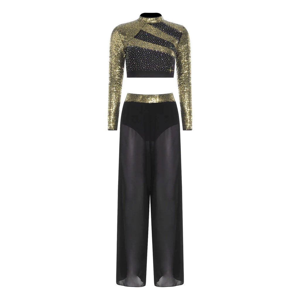 Lyrical Dance Set | Sequin Split Pants