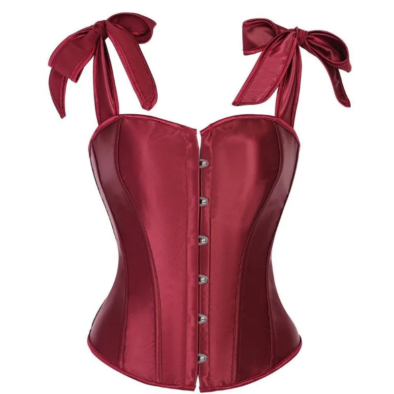 Satin Overbust Corset | Bow Straps | 10-Bone