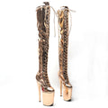 23cm Platform Thigh-High Boots - Shiny Fashion Dance Boots