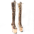 23cm Platform Thigh-High Boots - Shiny Fashion Dance Boots