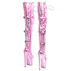 8-Inch Holographic Platform Boots - Thigh-High Exotic Dance Boots