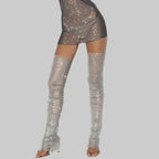 Rhinestone Mesh Leg Warmers - Sparkly Fishnet Performance Legwear