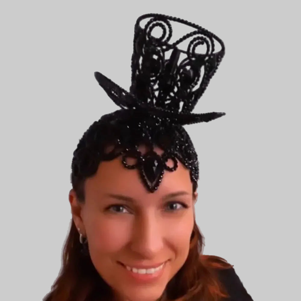 Rhinestone Top Hat Headpiece - Crystal Mini Top Hat for Stage & Party