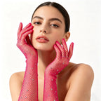 Fishnet Opera Gloves | Rhinestone Stretch