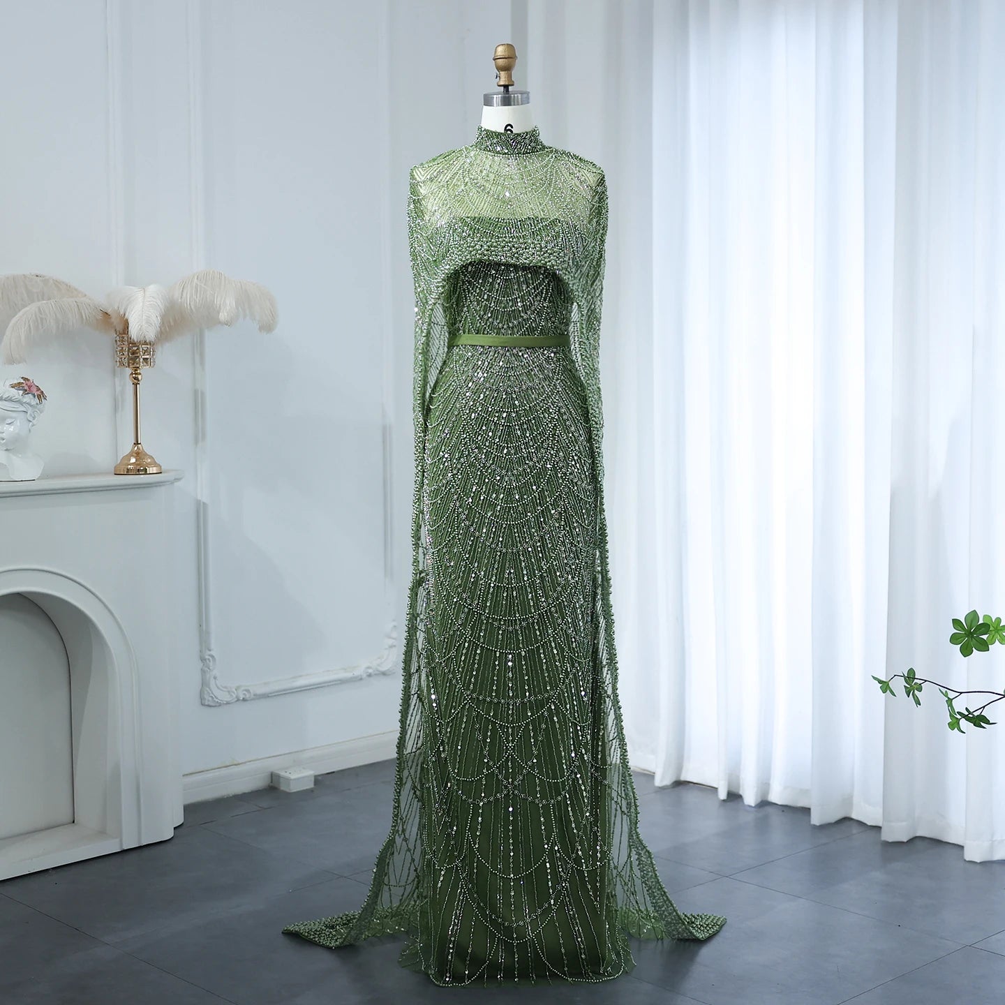 Pearl & Crystal Mermaid Gown | Cape Jacket | Strapless