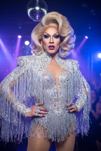 Sparkly Rhinestone Sequin Tassel Dress & Jacket — 2‑Piece Performance Set