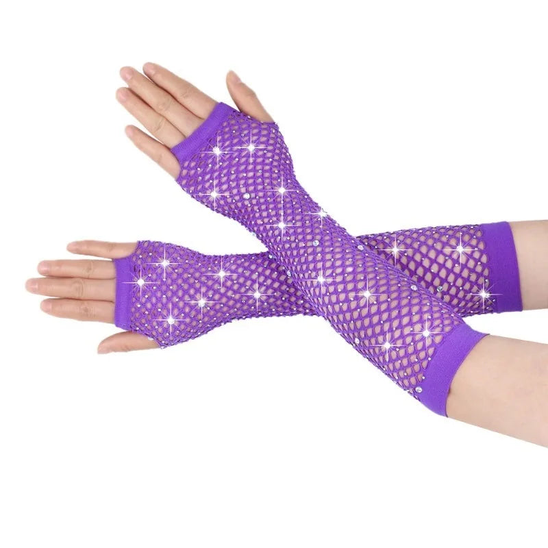 Rhinestone Fishnet Gloves | Fingerless