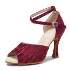 Crystal Latin Dance Heels | Suede | Multi-Color & Height