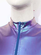 Metallic Bodysuit | Mock Neck Zip