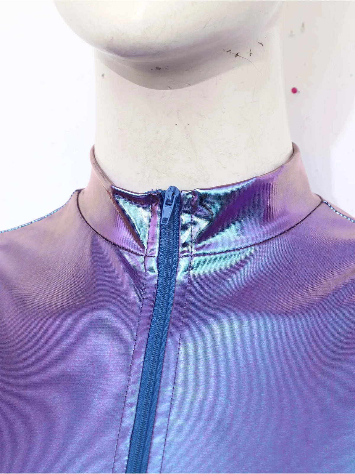 Metallic Bodysuit | Mock Neck Zip