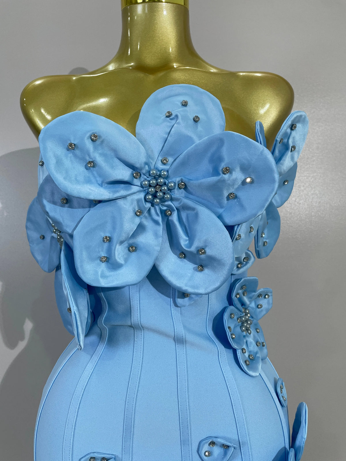 3D Beaded Flower Strapless Mini Dress | Luxury | Pageant