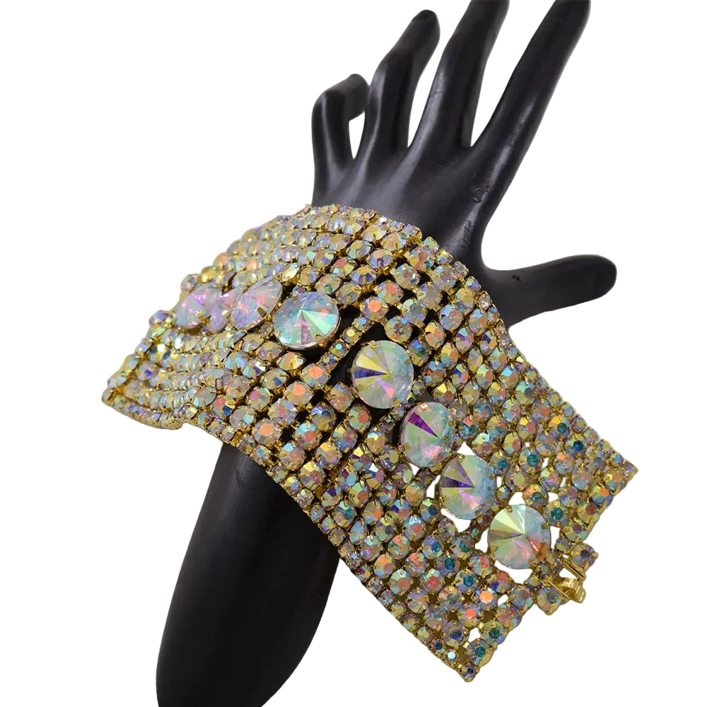 Crystal Rhinestone Cuff | Wide Bangle | Stage & Bridal