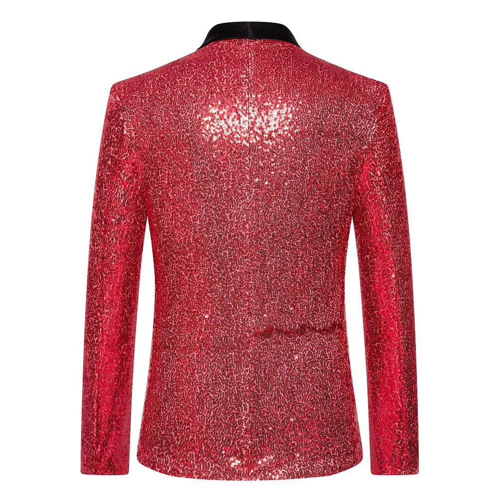 Men's Sequin Blazer | Shawl Collar | Stage & Performance | 12 Colors