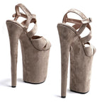 Suede Open-Toe Platform Sandals – High Heel Pole Dance Shoes