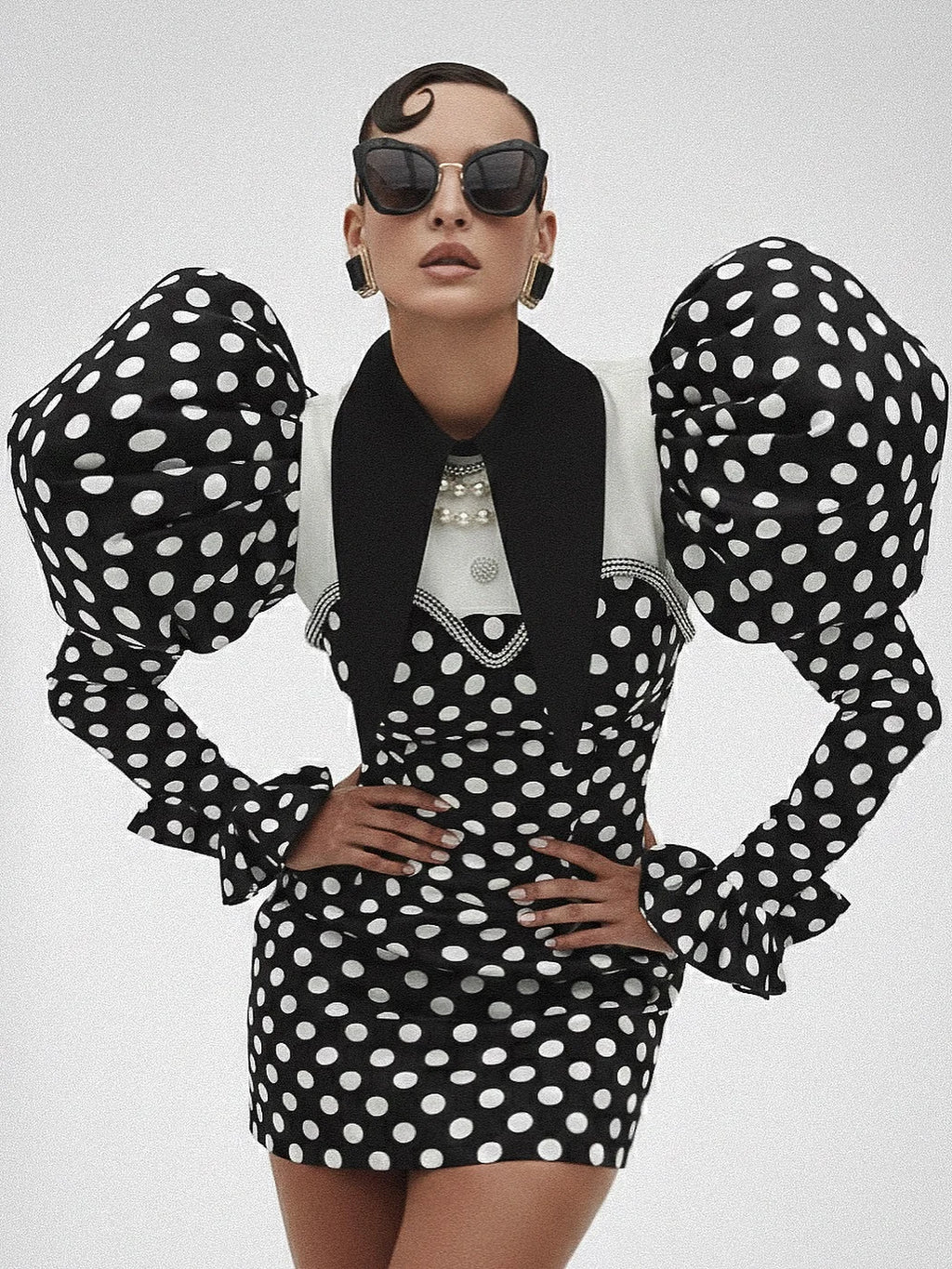 Polka Dot Puffy Sleeve Mini Dress | Stage & Nightlife