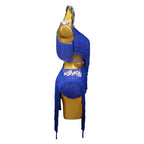 Blue Rhinestone Latin Dance Competition Dress