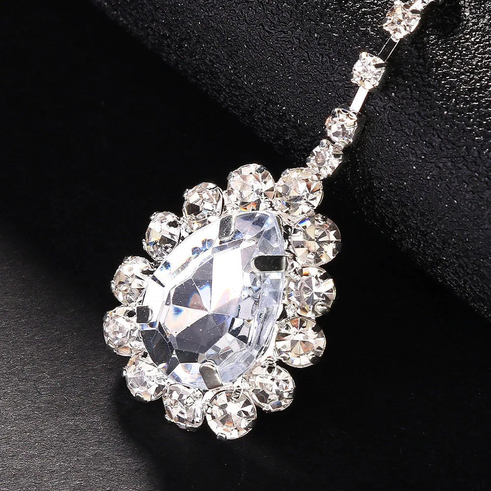 Rhinestone Water Drop Earrings | Silver or Gold