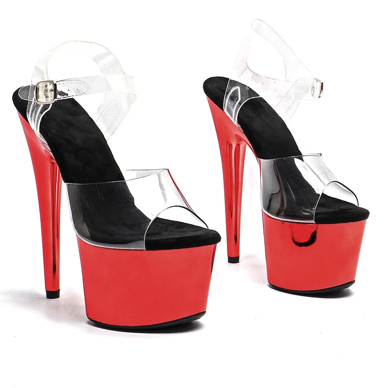 7-Inch Transparent Platform Sandals - High Heel Dance Shoes