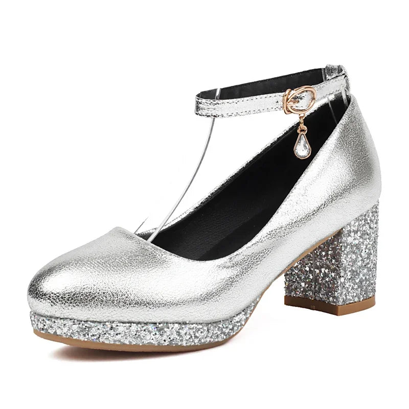 Ankle-Strap Pumps | Metallic Sparkle | 6cm