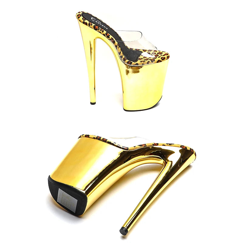 Clear Platform Open-Toe Slipper Heels - 9 Inch Pole Dance Sandals