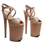 9-Inch Matte Platform Sandals - Peep Toe Exotic Dance Heels