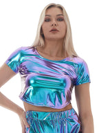 Holographic Metallic Crop Top | Short Sleeve | 8 Colors