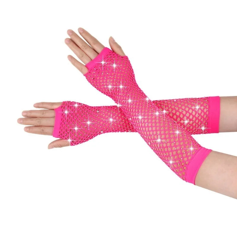 Rhinestone Fishnet Gloves | Fingerless