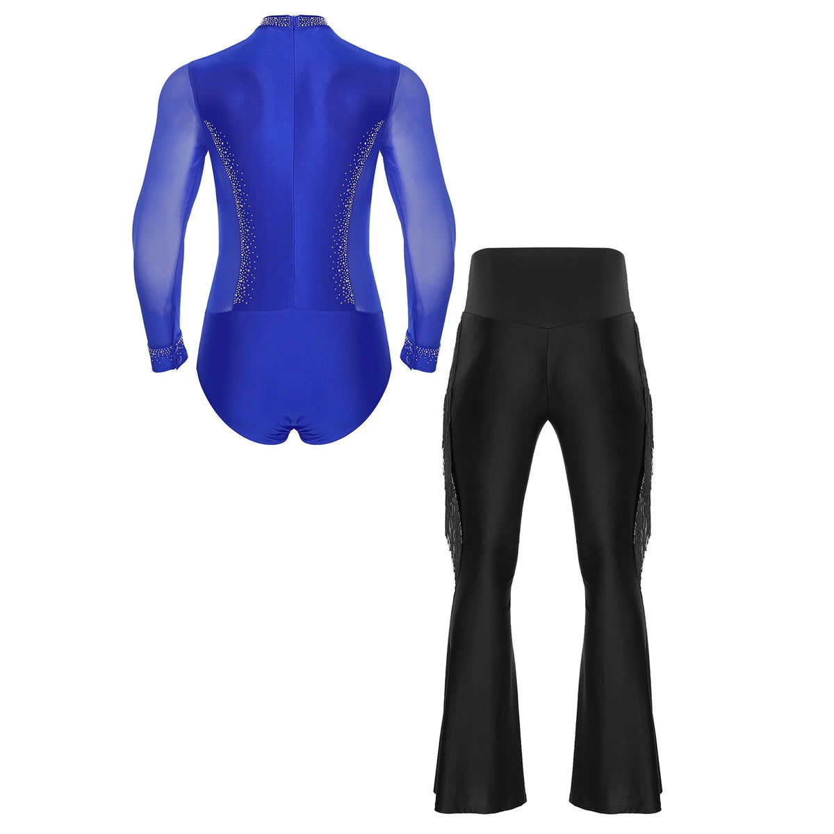 Men's Latin Dance Set | Rhinestone Bodysuit & Flared Pants