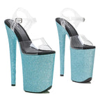 9-Inch Glitter Platform Heels - Sparkle Slip-On Sandals