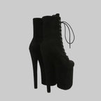 "The Siren" Extreme Platform Lace-Up Ankle Boots - 20cm Heel, 10cm Platform