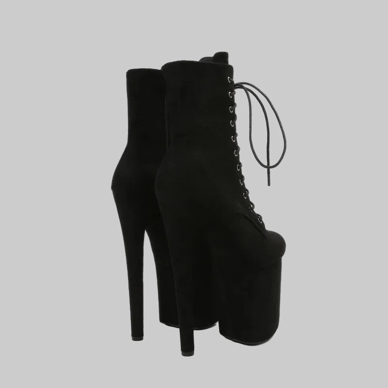 "The Siren" Extreme Platform Lace-Up Ankle Boots - 20cm Heel, 10cm Platform