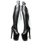 Snake Print Open-Toe Thigh-High Platform Boot – 8 Inch Stage & Pole Dance