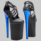 9-Inch Snakeskin Platform Heels - Fashion Pole Dance Sandals