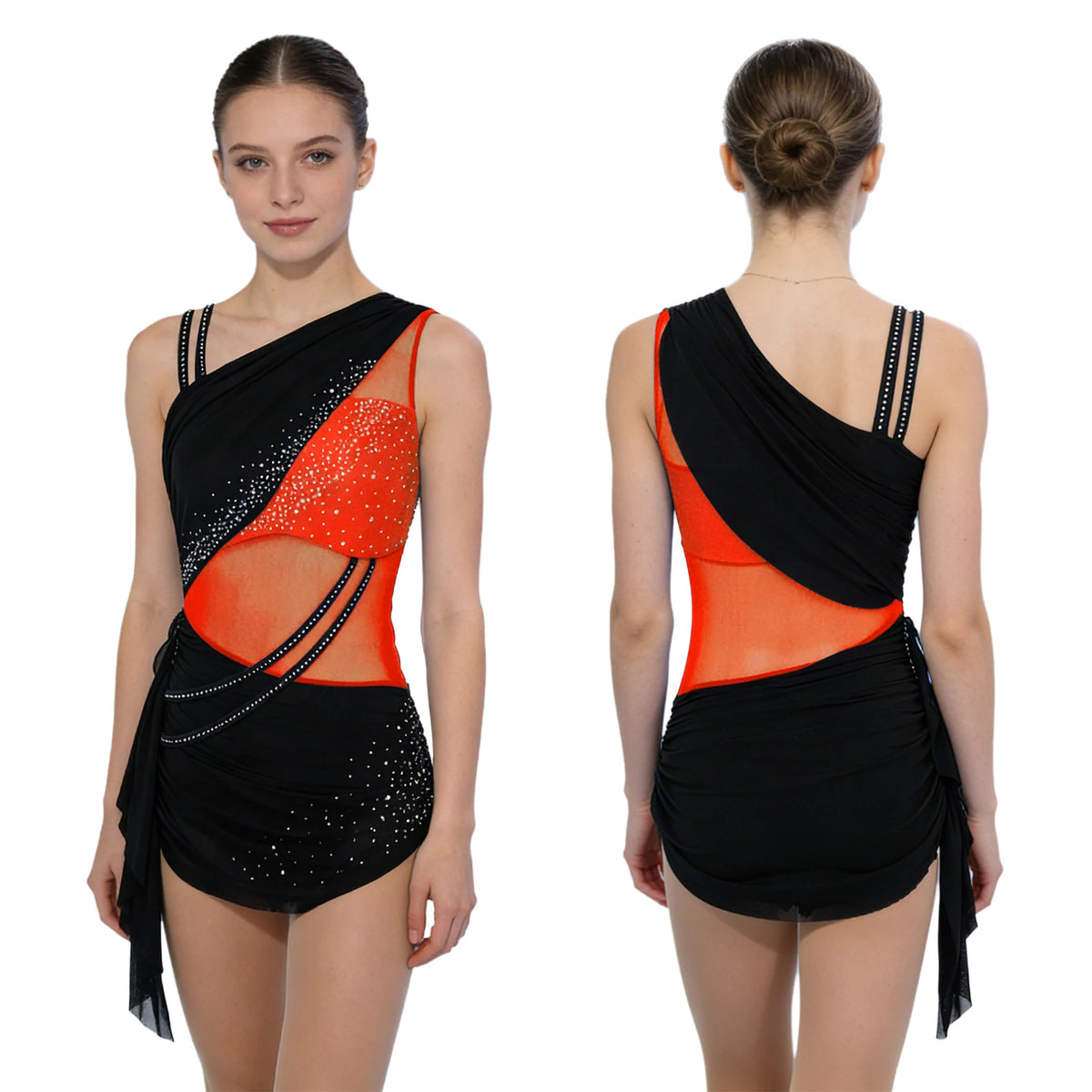 Lyrical Dance Dress | Rhinestone Asymmetric Skirt
