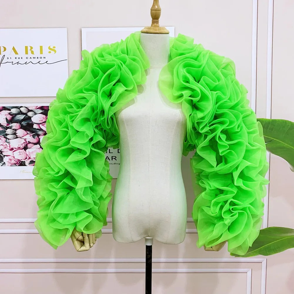 Ruffled Organza Bolero | Puff Sleeve Jacket | Pageant & Formal