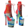 8-Inch Colorful Platform Ankle Boots - Pole Dance Boots