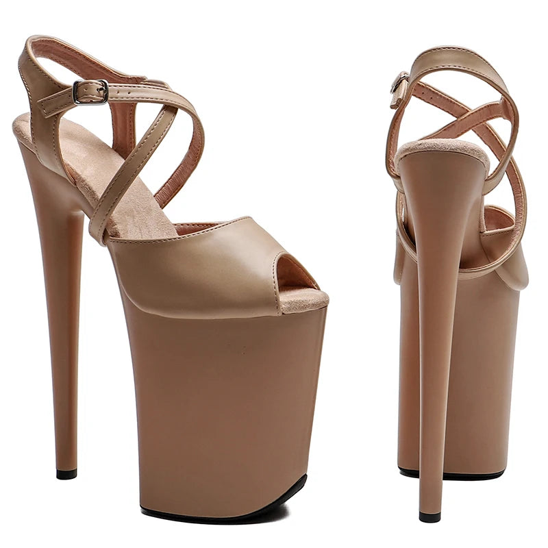 9-Inch Matte Platform Sandals - Peep Toe Exotic Dance Heels