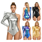 Metallic Bodysuit | Dramatic Puff Sleeve