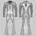 Men's 80s Disco Metallic Jumpsuit - Bell Bottom Performance Romper