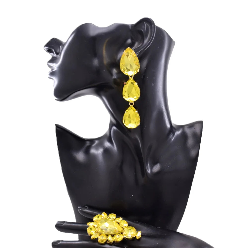 Crystal Water Drop Earring & Ring Set | Stage Jewelry